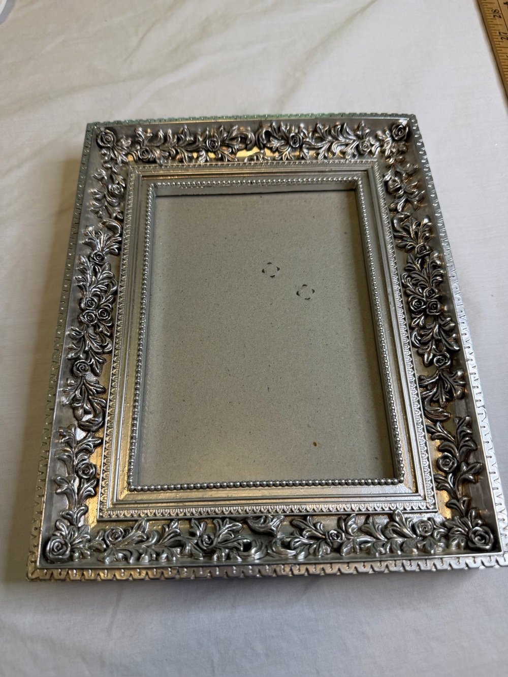 Ornate Silver Floral Roses Picture Frame - Classic Home Accent Fits 5X7 picture